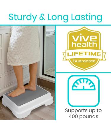Vive Bath Step Stool (4.5) - Slip Resistant, Stackable Indoor/Outdoor Safety Stepping Stool for Handicap, Elderly, Seniors - Nonslip Bathroom Aid for Bathtub, High Beds, Kitchens - Hands Free (2 Pack) - Buy Online on GoSupps.com