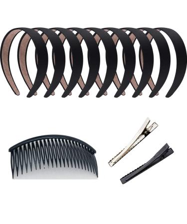HOFANQIE 9 Pieces Satin Headbands Set for Women and Girls - Non-Slip Ribbon Hair Bands in Black - Buy Online on GoSupps.com