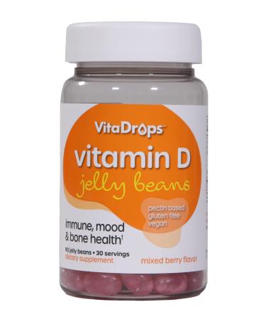 Vita Drops Vitamin D Jelly Beans Supports Immune Health Promotes Bone Health Pectin Based Vegan & Gluten Free Mixed Berry Flavor 90 Jelly Beans 30 Servings