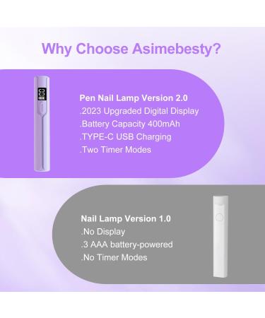Asimebesty Mini UV Nail Lamp 3W with 2 Timers - Portable Handheld UV Nail Lamp for Gel Nails - LED Screen - Home DIY Nail Art Tool - Buy Online on GoSupps.com