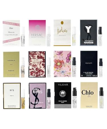 Designer Fragrance Samples for Women Mini de mujer Gift Set Spray Perfume Travel Size (12PCS) 0.06 Fl Oz (Pack of 12)