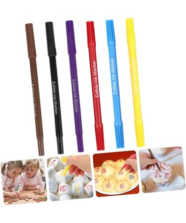 Hoement 6pcs Biscuits Decor Cake Boxes Edible Marker Cake Coloring Markers Edible Pigment Pens Plastic - Buy Online on GoSupps.com