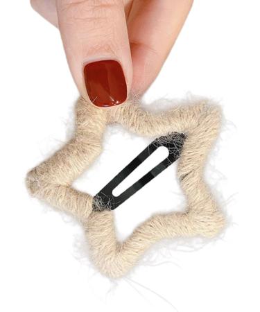 Muloo Wool Hair Clip Hair Barrettes Snap Clip Headpieces Winter Star Shape French Barrettes Headwear Hair Accessories Black - Buy Online on GoSupps.com