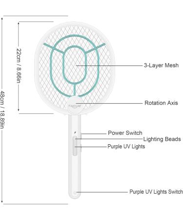 Faicuk Foldable Bug Zapper Racket - Rechargeable Electric Fly Swatter 1 Pack - Buy Online on GoSupps.com