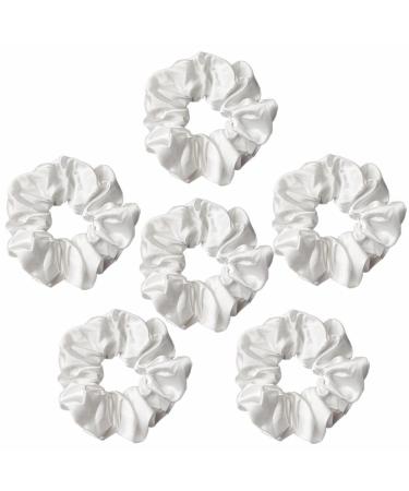 Satin Silk Hair Scrunchies Set - 6 Pcs Soft Hair Ties & Accessories for Women and Girls | 4.2 Inch Pure White Hair Bands - Buy Online on GoSupps.com
