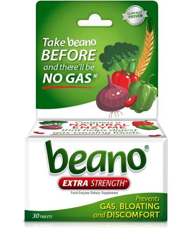 Beano Food Enzyme Dietary Supplement - 30 Tablets + 12 Tablets To Go Pack - Buy Online on GoSupps.com