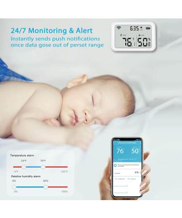 Tyenaza WiFi Thermometer Hygrometer | Intelligent Wireless Temperature & Humidity Monitor for Home & Pet Cages | Accurate Light Detection Sensor - Buy Online on GoSupps.com