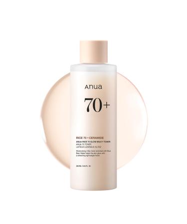 Cosmecca Korea co LTD ANUA Rice 70 Glow Milky Toner For Glass Skin Rice Water Niacinamide Ceramides 250 ml845 FlOz Beige