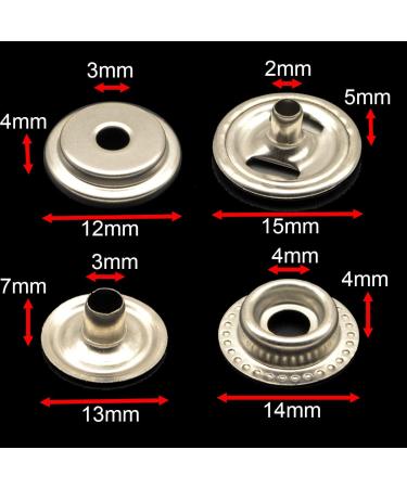 100pcs 15mm Stainless Steel Snap Press Stud Cap Button Set for Marine Boat Canvas - Line 24 Fasteners (4 Components, 5pcs Each) - Buy Online on GoSupps.com