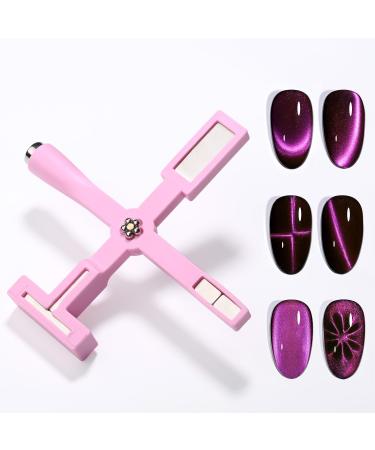 GAOY 5-in-1 Nail Magnet for Cat Eye Gel Polish Multi-Function 9D Nail Art Magnetic Stick Tool Nail Art DIY Manicure Home&Salon Use Pink