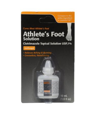 Clotrimazole AF Antifungal AthleteS Foot Topical Solution 1 Percent (Generic Lotrimin) - 10 Ml (Pack of 2)