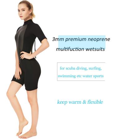 FLEXEL 3mm Shorty Wetsuit for Men and Women - Neoprene Surfing Diving Suit with Short Sleeves - X-Large Black - Buy Online on GoSupps.com