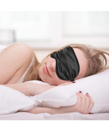 3pcs Silk Sleeping Mask Set for Girls - Black Eye Patch Hair Scrunchies & Storage Bag - Travel Accessories - Buy Online on GoSupps.com