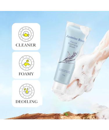 Jasmine Rice Face Wash Gentle Acne Face Wash Pure Rice Cleansing Foam Refreshing Face Wash Pore Deep Cleansing Foam Daily Gentle Cleanser Hydrating Cleanser for Radiant Smooth Exfoliating - Buy Online on GoSupps.com