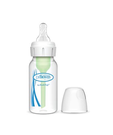 Dr. Brown s Natural Flow  Anti-Colic Options+  Narrow Baby Bottle 4 oz/120 mL  with Level 1 Slow Flow Nipple  1 Pack  0m+ 4oz  Clear