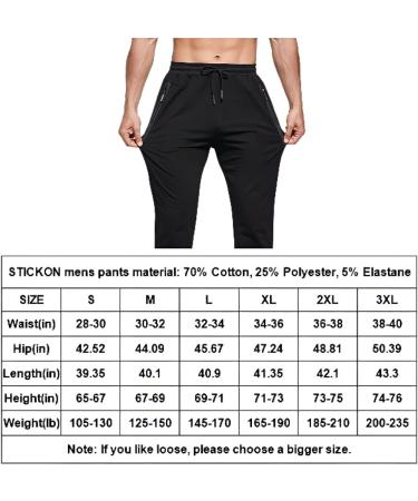 STICKON Men's Casual Joggers Sweatpants X-Large - Black with Zipper Pockets - Buy Online on GoSupps.com