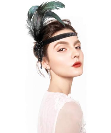 1920s Flapper Headband Canvalite Vintage 1920s Flapper Feather Headband Beaded Gatsby Headband - Buy Online on GoSupps.com