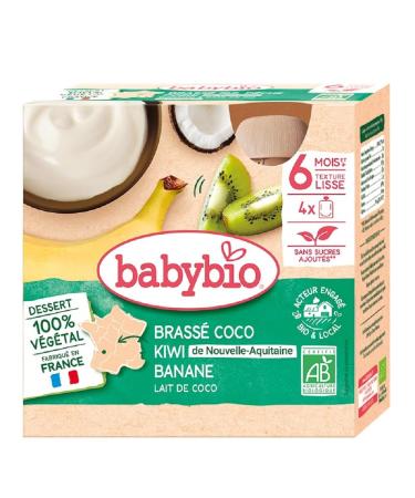 Babybio Brewed Vegetables Gourds Brewed Coconut Milk Kiwi Banana 4 x 85g