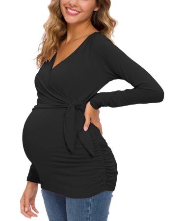Love2Mi Maternity Breastfeeding Top XL Black | Long Sleeve V-Neck Maternity Clothes - Buy Online on GoSupps.com