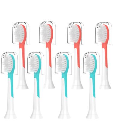 Kids Replacement Heads Compatible with Phillips Sonciare Kids Toothbrush hx6320 hx6321 hx6032/94 hx6331 hx6340 8 Pack Soft Standard Replacement Brush Heads for Kids Over 7 Years Old Red-green 8 pack