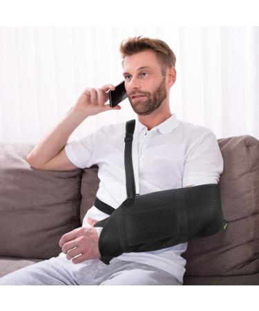 Arm Sling for Shoulder - Breathable Mesh Immobilizer with Waist Strap | Support for Broken Arm Wrist Elbow & Shoulder Injury - Unisex Left/Right Fit - Buy Online on GoSupps.com