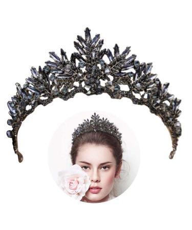 Lurrose 1pc Black Crown Tiara Baroque Queen Crown Black Wedding Tiara for Women Halloween Party