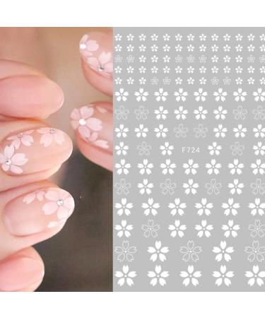 3D Self Adhesive Flower Nail Stickers - White | Nail Art Decals for Women, Kids, and Girls | Blossom Manicure Tips and Nail Wraps for Acrylic Nails - Buy Online on GoSupps.com