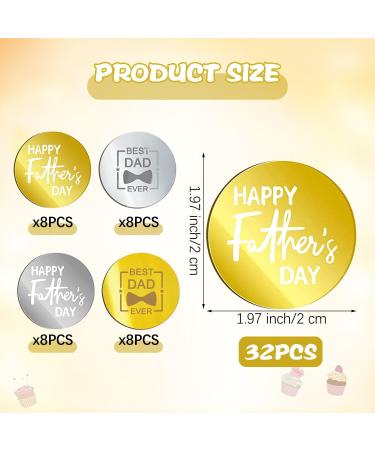 32 Pieces Acrylic Cupcake Toppers Happy Birthday Cake Disc Mirror Happy Father's Day Cupcake Toppers Round Cake Topper Circle Engraved Disc for DIY Cupcake Decoration - Buy Online on GoSupps.com