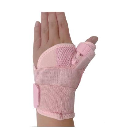 SONGQEE Wrist Thumb Support Splint Brace Hand Straps Adjustable Sports Finger Guard for Carpal Tunnel Syndrome Arthritis Tendonitis Sprains Thumb Immobilizer 1 size fit Left or Right Hand Pink