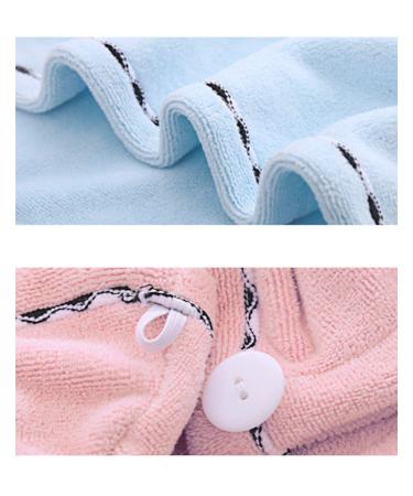 2 Pack Microfiber Hair Towel Wraps for Women - Quick Dry Anti-Frizz Turban for Long, Thick, Curly Hair - Super Absorbent - Blue & Pink - Buy Online on GoSupps.com