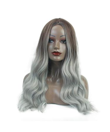 Shop Grey Curly Long Wig for Women - Brazilian Synthetic Hair for 50s 60s 70s 80s Cosplay - Buy Online on GoSupps.com