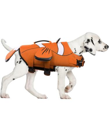 DENTRUN Dog Life Jacket Safety Vest - Adjustable Clownfish Shape for Swimming - High Visibility & Superior Floatation - Rescue Handle - XX-Large Orange - Buy Online on GoSupps.com