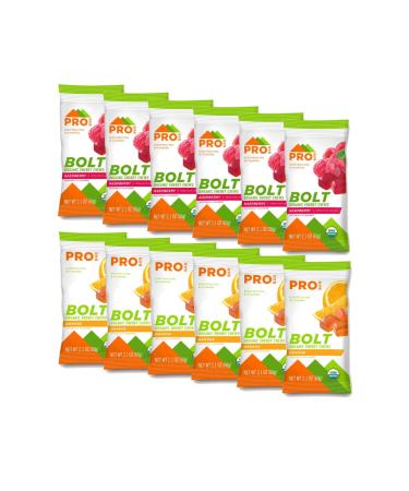 Probar Bolt Organic Energy Chews Orange and Raspberry - Six of Each Flavor Box of 12