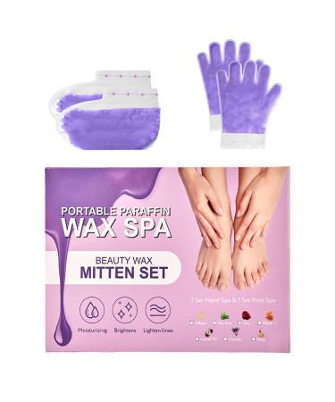 10-Minute Paraffin Hand & Foot Treatments Self Contained Paraffin Wax Gloves and Booties Set for Intensive Hydration At Home (Lavender) Lavender One size for most