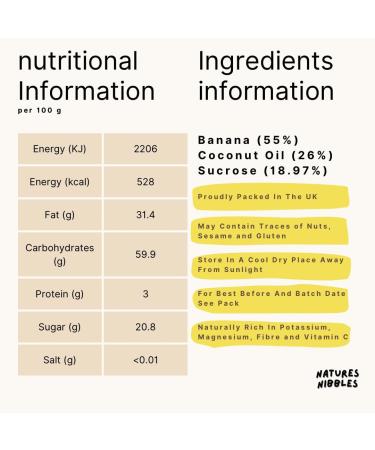 Dried Baked Banana Chips Naturally Sweetened 1 kg in Resealable Pouch Vegetarians - Baking - Granola - Breakfast - Snacking - Desserts - A Great Source of Magnesium Vitamin A and Iron. - Buy Online on GoSupps.com