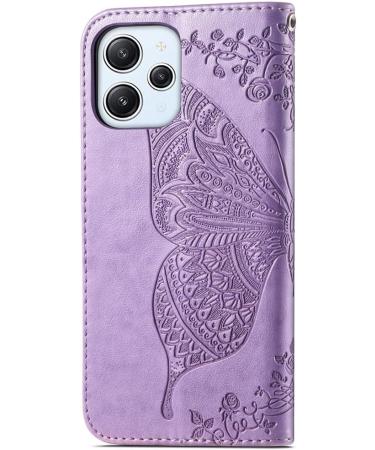 Monwutong Hzd Protective Cover for Xiaomi Redmi 12 - 3D Butterfly Pattern PU Leather Folding Stand Magnetic Cap & Card Compartments - Light Violet - Buy Online on GoSupps.com