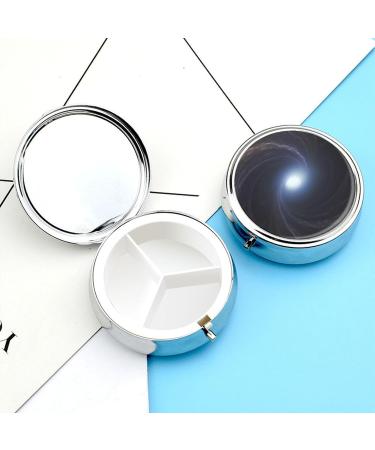 Travel Pill Box Organizer - 3 Compartment Portable Medicine Case with SpaceVortex Printing | Small Round Pill Case for Purse & Pocket - Ideal for International Shipping - Buy Online on GoSupps.com