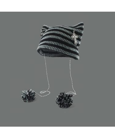 Vintage Fox Hat | Crochet Grunge Goth Beanies for Women | Y2K Accessories - Buy Online on GoSupps.com