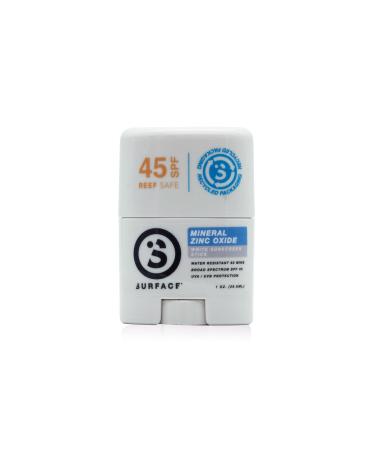 Surface Mineral Sunscreen Face Stick - Reef Safe  Non-Nano Zinc Oxide  Titanium Oxide  Non-Migrating  Non-Greasy  Broad Spectrum UVA/UVB SPF45 0.5oz Stick