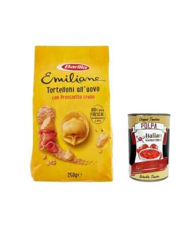 Italian Gourmet E.R. Barilla Egg Pasta Le Emiliane Tortelloni with Raw Ham Lot de 6 p tes aux ufs 250 g + polpa gourmet italien 400 g