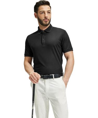 MIER Men's Regular-fit Golf Polo Shirt - Fashionable Casual Collared T-Shirt for Golfers - Black, Size Large - Buy Online on GoSupps.com