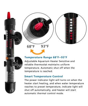 DOMICA 25W Mini Aquarium Heater | Submersible Heater for 1-8 Gallon Fish Tank | Free Thermometer Sticker Included - Buy Online on GoSupps.com