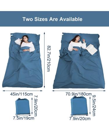 Portable Travel Sleeping Bag Liner - Lightweight & Compact Camping Sheets for Adults - Blue, 82.7 x 70.9 - Buy Online on GoSupps.com