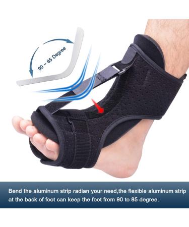 Plantar Fasciitis Night Splint & Orthotic Brace for Effective Pain Relief with Spiky Massage Ball - Black - Buy Online on GoSupps.com