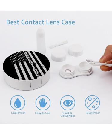 Thin Silver Line Flag Contact Lens Case - Corrections Officer Supporter Portable Kit with Mirror - Buy Online on GoSupps.com