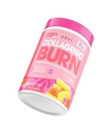 Obvi Collagen Burn Powder, Caffeine Free Collagen, Gluten and Dairy Free, All Natural, Infused with 5 Types of Collagen, Benefits Hair, Skin, Nails, Joints (25 Servings, Peach Rings) 25 Servings (Peach Rings)