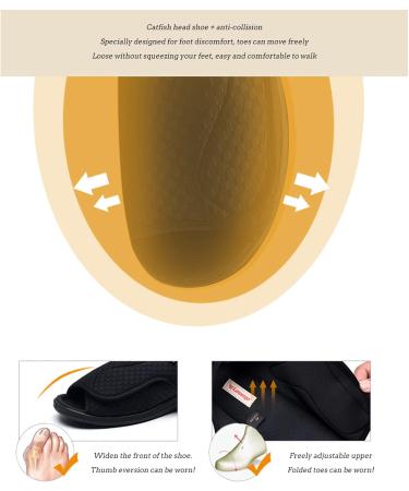 LEEWEE Adjustable Diabetic Slippers | Men's/Women's Arthritis House Shoes | Lightweight Extra Wide Sandals | Non-Slip Black 45 - Buy Online on GoSupps.com