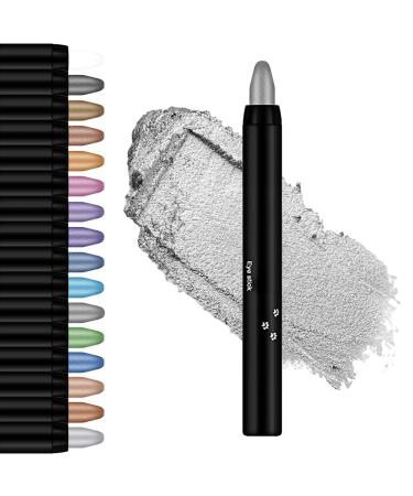 Cream Eyeshadow Stick Highlighter Eyeshadow Pencil Crayon Glitter Eyeshadow Stick Long Lasting Waterproof Eye Shadow Highlighter Stick Make Up Eyeshadow Shimmer Stick (#02 Gray)