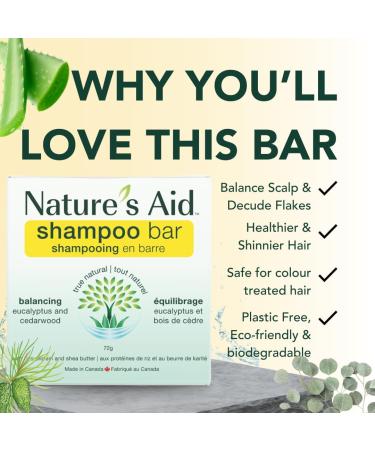 Nature's Aid Balancing Natural Rice Water Shampoo Bar for Hair Growth Strengthening & Thickening Shampoo for All Hair Types. Natural Lather and Salon Quality. Vegan. Made in Canada. (Cedarwood Eucalyptus) 72g - Buy Online on GoSupps.com