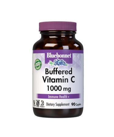 BlueBonnet Nutrition Buffered Vitamin C1000 mg Vegetable Capsules Buffered Calcium Ascorbate for Immune Health Soy Free Gluten Free NonGMO Kosher Dairy Free Vegan Vegetable Capsules Citrus 90 Count 90 Count (Pack of 1)